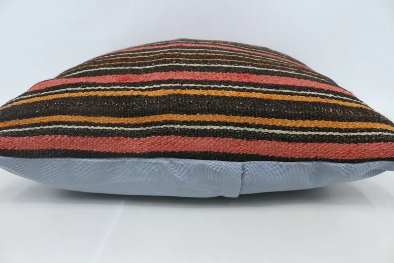 Throw Kilim Pillow, Garden Pillow Sham, 28x28 Brown Pillow, Cushion, Turkish Pillow, Sustainable Cushion Cover, Vintage Pillow - 5