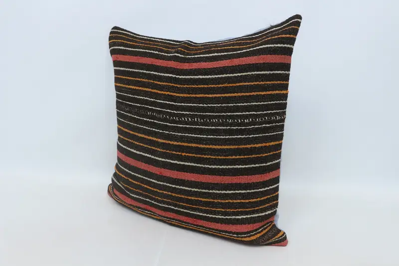 Throw Kilim Pillow, Garden Pillow Sham, 28x28 Brown Pillow, Cushion, Turkish Pillow, Sustainable Cushion Cover, Vintage Pillow - 4