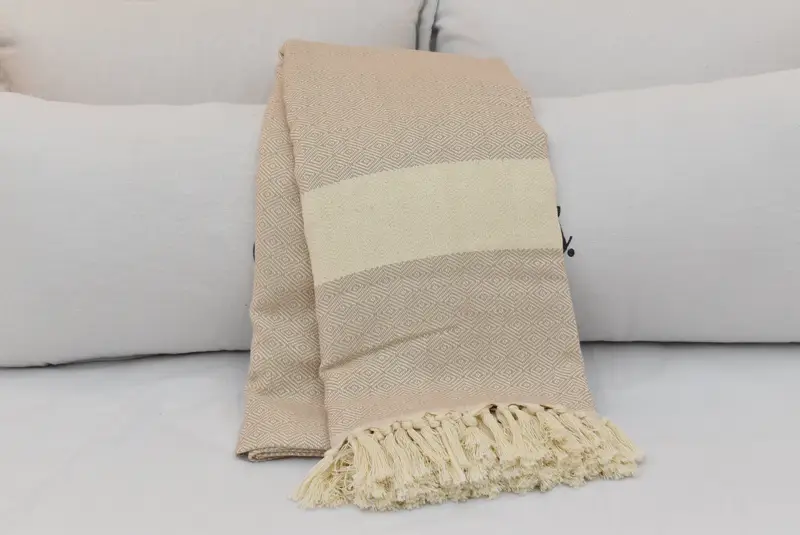 Decorative Blanket, Gift For The Home Decor, Bridal Shower Favor, Bridal Shower Gift, Woven Throw Blanket, Organic Throw, 92x80 Cotton Diamond Towel - 4