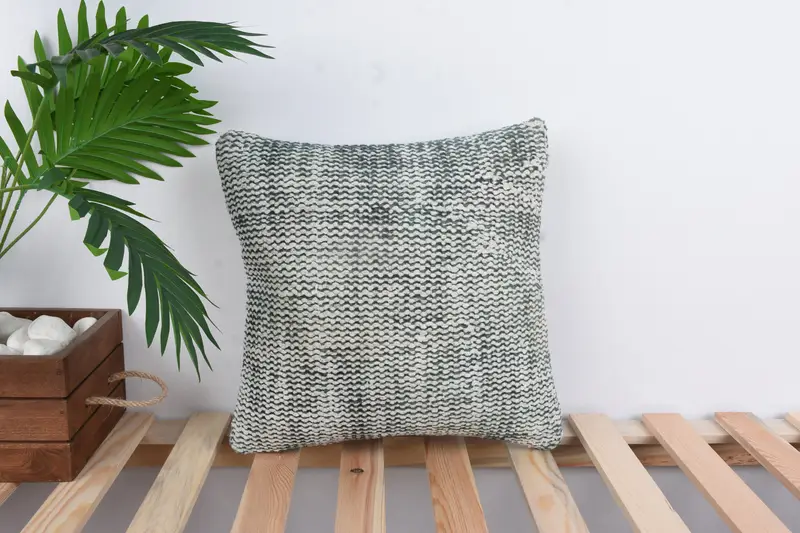Vintage Kilim Pillow, Interior Designer Pillow, Kilim Cushion Sham, Ethnic Pillow Sham, Pillow Case, 14x14 Beige Pillow Case, Handwoven Pillow Sham - 1