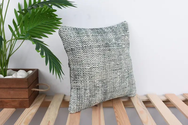 Vintage Kilim Pillow, Interior Designer Pillow, Kilim Cushion Sham, Ethnic Pillow Sham, Pillow Case, 14x14 Beige Pillow Case, Handwoven Pillow Sham - 4