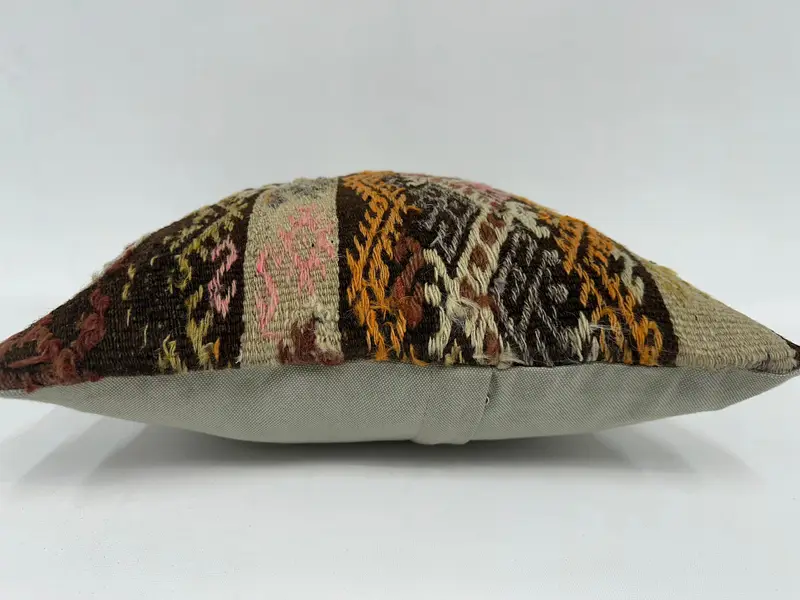 Pattern Throw Pillow, Pillow Sham, 16x16 Beige Pillow Case, Handmade Kilim Cushion, Aztec Cushion Case, Pillow for Sofa, Ethnical Kilim Rug Pillow - 5
