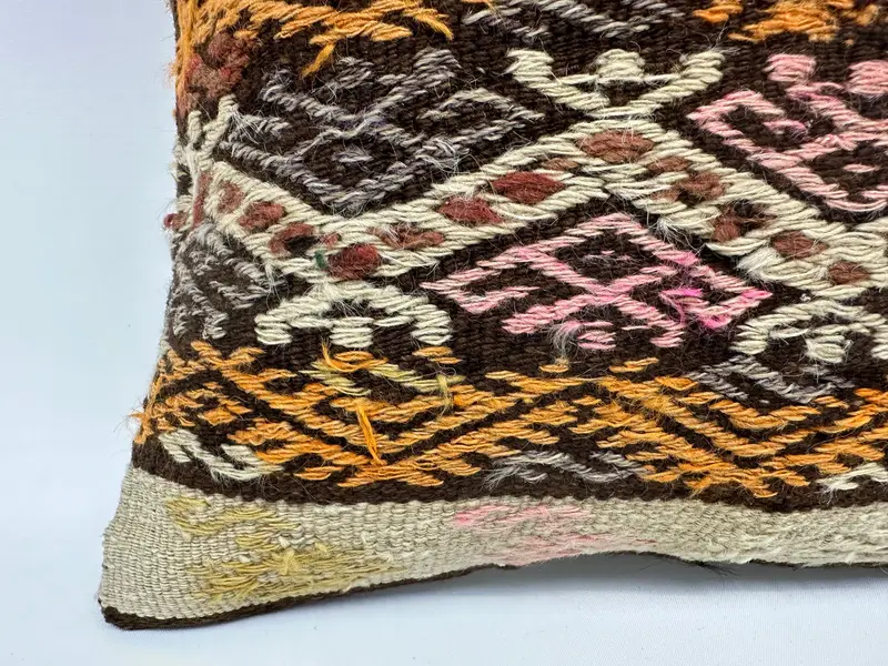 Pattern Throw Pillow, Pillow Sham, 16x16 Beige Pillow Case, Handmade Kilim Cushion, Aztec Cushion Case, Pillow for Sofa, Ethnical Kilim Rug Pillow - 2