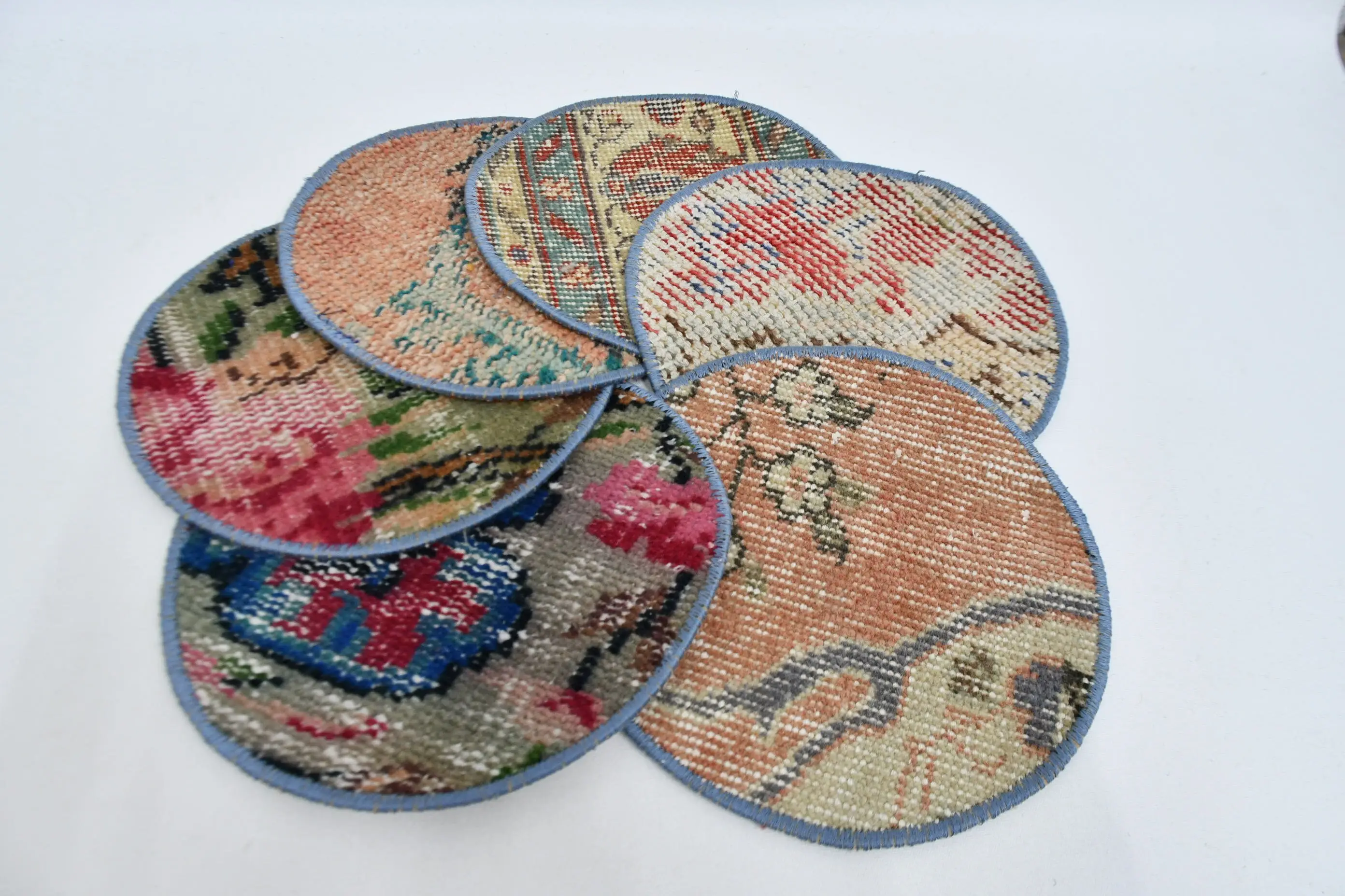 Bohemian Beige & Bronze Circle Placemats, Art Deco Cotton Wool Decor - 1