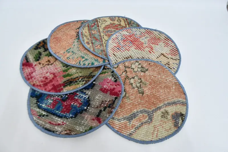 Boho Beige & Bronce Circle Placemats, Decoración de lana de algodón Art Déco