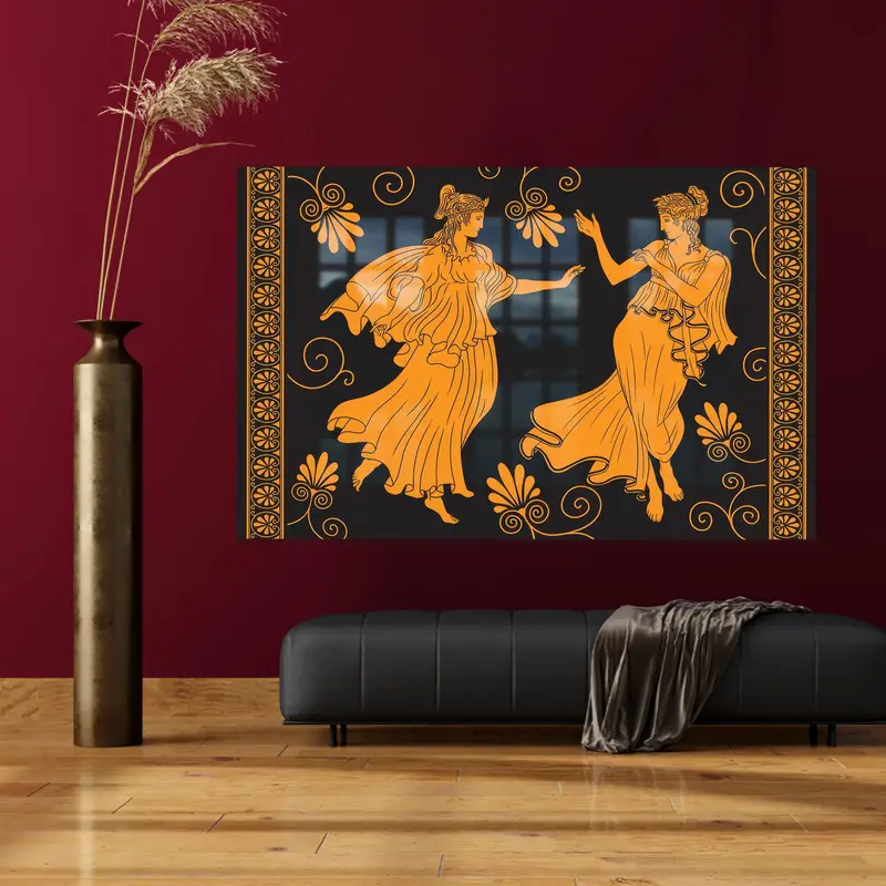 Zarif Baskılı Cam: Tunikli Yunan Kızları, Çiçek Mitolojisi