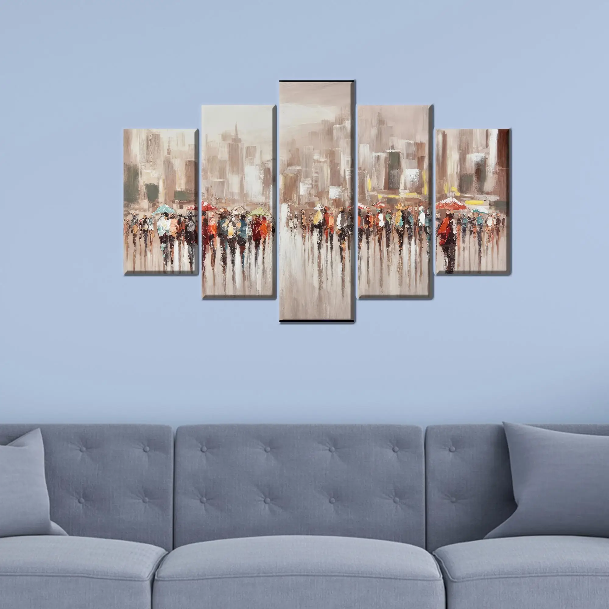 Elegant Rainy Day City Landscape Canvas Print for Office Decor - 1