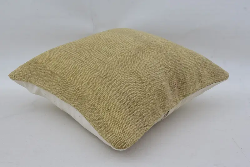 14x14 Beige Cushion, Boho Pillow, Customized Cushion Case, Vintage Kilim Throw Pillow, Chair Cushion Case, Pillow Sham, Interior Designer Pillow - 6