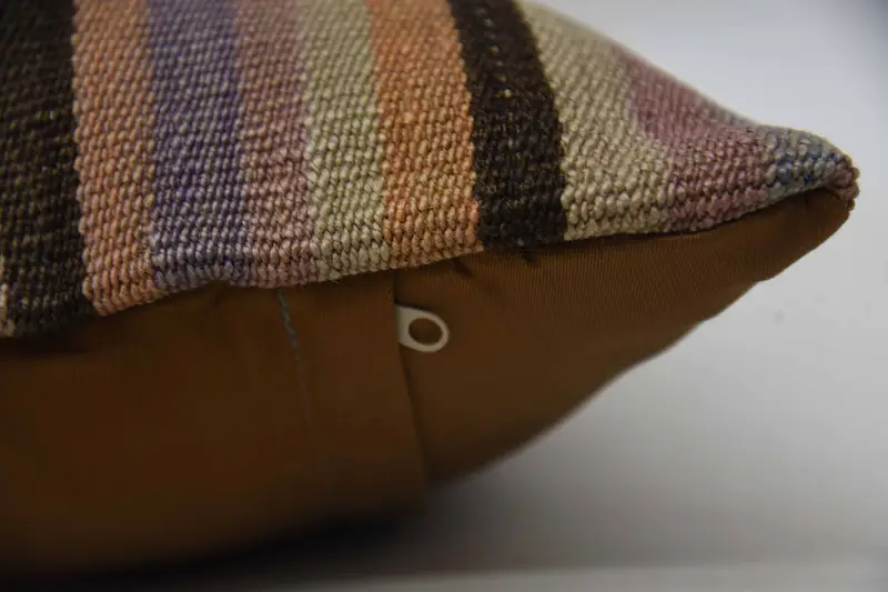 Bolster Pillow, Kilim Cushion Sham, Pillow Cover, 12x24 Orange Pillow, Pillow for Couch, Handmade Cushion Cover, Throw Kilim Pillow - 5