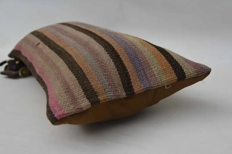 Bolster Pillow, Kilim Cushion Sham, Pillow Cover, 12x24 Orange Pillow, Pillow for Couch, Handmade Cushion Cover, Throw Kilim Pillow - 6