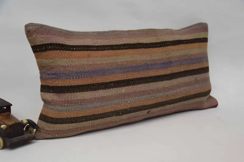 Bolster Pillow, Kilim Cushion Sham, Pillow Cover, 12x24 Orange Pillow, Pillow for Couch, Handmade Cushion Cover, Throw Kilim Pillow - 2