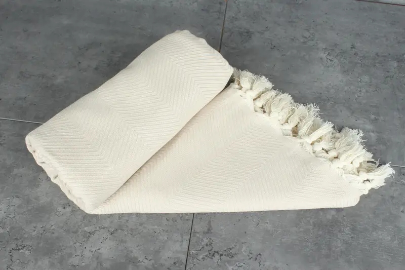 84x68 Cotton Zig zag Towel, Throw Blanket, Decorative Blanket, Bedspread, Anniversary Gift For Her, Beach Wedding Favor, Aesthetic Blanket - 7