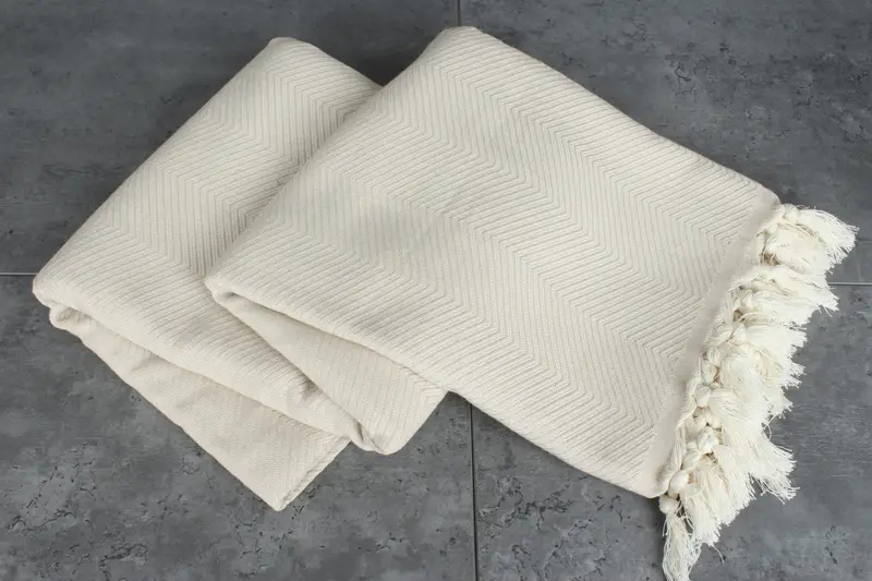 84x68 Cotton Zig zag Towel, Throw Blanket, Decorative Blanket, Bedspread, Anniversary Gift For Her, Beach Wedding Favor, Aesthetic Blanket - 5