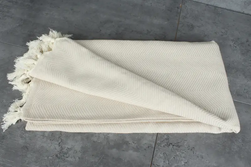84x68 Cotton Zig zag Towel, Throw Blanket, Decorative Blanket, Bedspread, Anniversary Gift For Her, Beach Wedding Favor, Aesthetic Blanket - 3