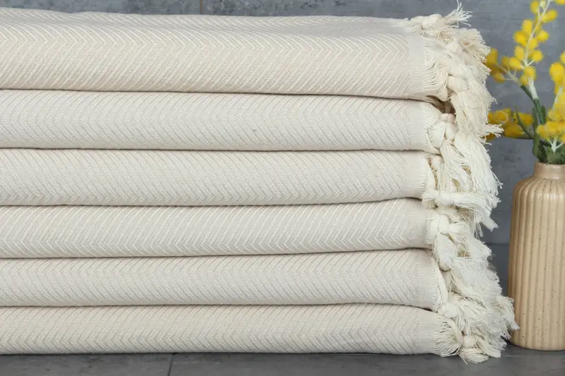 84x68 Cotton Zig zag Towel, Throw Blanket, Decorative Blanket, Bedspread, Anniversary Gift For Her, Beach Wedding Favor, Aesthetic Blanket - 1