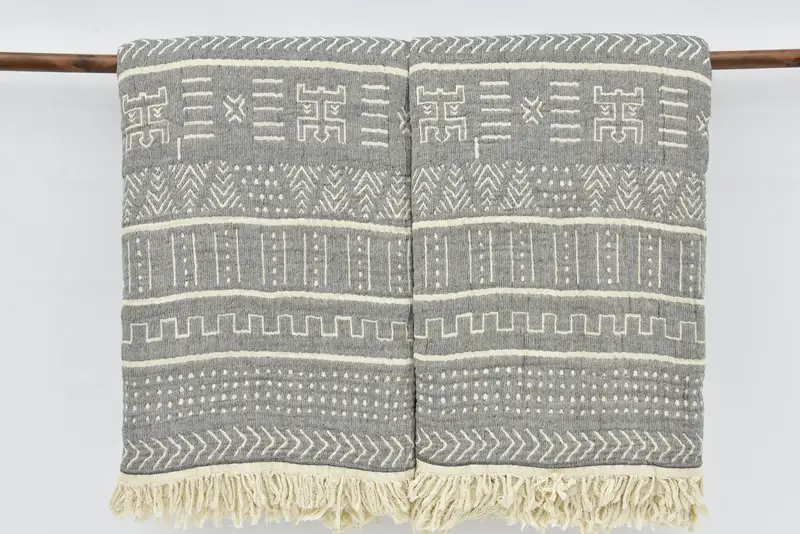 Boho Throw Blankets, Bridal Shower Gifts, Bachelorette Large Towel, Personalized Blanket, Woven Throw Blanket, 92x80 Cotton Ethnic Design Towel - 5