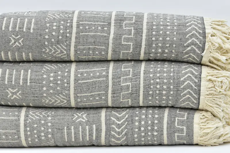 Boho Throw Blankets, Bridal Shower Gifts, Bachelorette Large Towel, Personalized Blanket, Woven Throw Blanket, 92x80 Cotton Ethnic Design Towel - 3