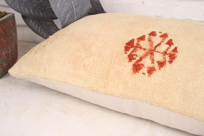 Vintage Kilim Throw Pillow, Kilim Rug Pillow Case, Pillow Case, Luxury Cushion, Turkish Kilim Pillow, Antique Pillows, 12x20 Beige Cushion - 6