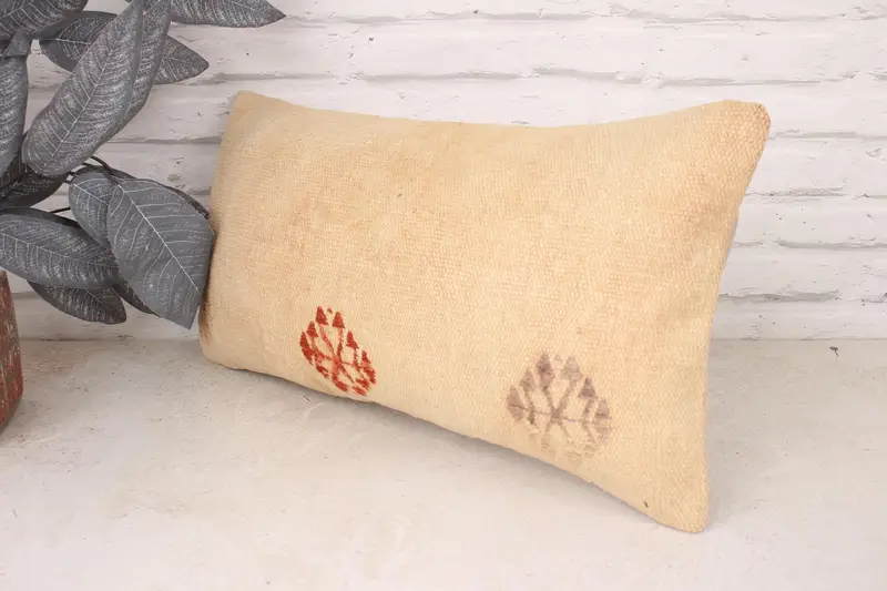 Vintage Kilim Throw Pillow, Kilim Rug Pillow Case, Pillow Case, Luxury Cushion, Turkish Kilim Pillow, Antique Pillows, 12x20 Beige Cushion - 4