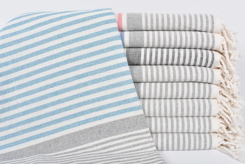 Bath Towel Personalized Mint Striped Terry Towel, 67x40 Inches