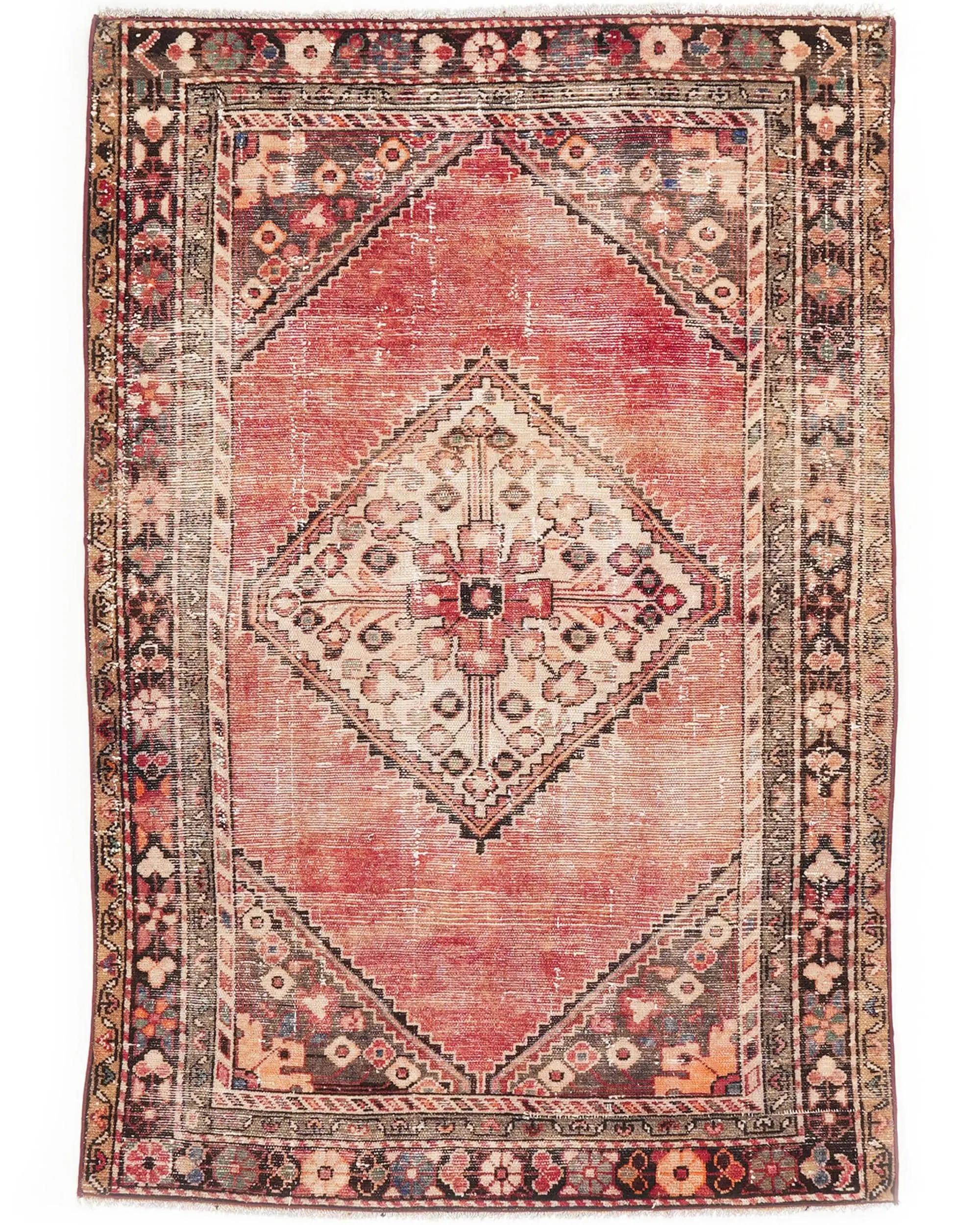 3.2x4.8 ft Accent Türk Halısı, Kırmızı Vintage Halı - 1