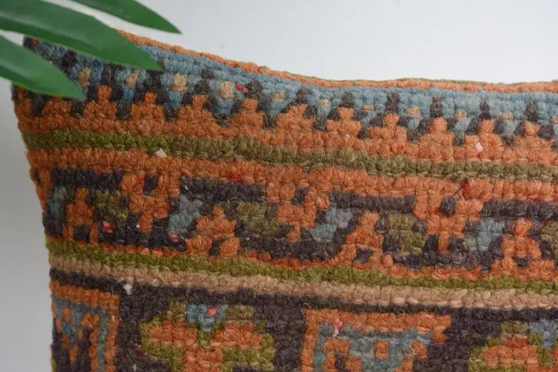 Wholesale Cushion Cover, Antique Pillows, Pillow Cover, Pillow for Sofa, Rustic Cushion Case, Ethnical Kilim Rug Pillow, 12x12 Orange Pillow Cover - 2