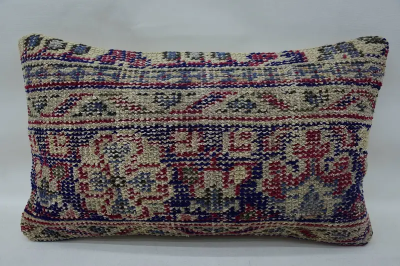Antique Pillows, Boho Chic Pillow Cover, Customized Cushion Case, Interior Designer Pillow, 12x20 Blue Cushion Case, Cushion, Pillow for Couch - 1