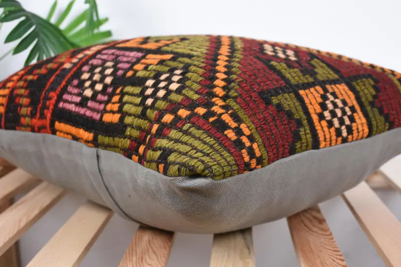 Home Decor Pillow, Vintage Kilim Throw Pillow, Pillow, Muted Pillow Sham, 20x20 Orange Cushion, Pillow for Sofa, Toss Pillow Sham, Couch Pillow Sham - 6