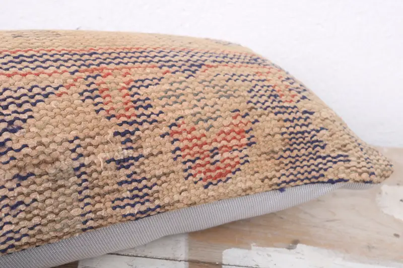 Pillow for Sofa, Ethnical Kilim Rug Pillow, 8x16 Blue Cushion, Decorative Bolster Cushion Case, Kilim Cushion Sham, Pillow - 6