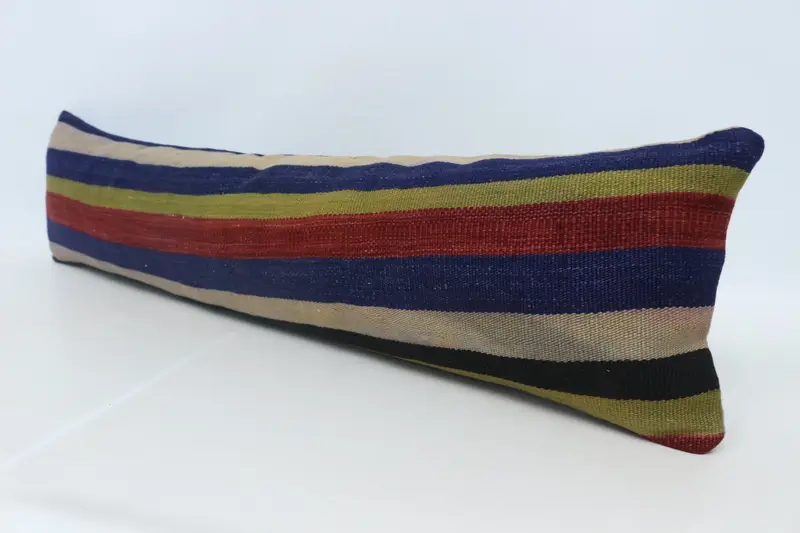 Vintage Kilim Pillow, Aztec Cushion Case, Home Decor Pillow, Pillow, 12x48 Blue Pillow Cover, Throw Kilim Pillow, Farmhouse Pillow Sham - 4