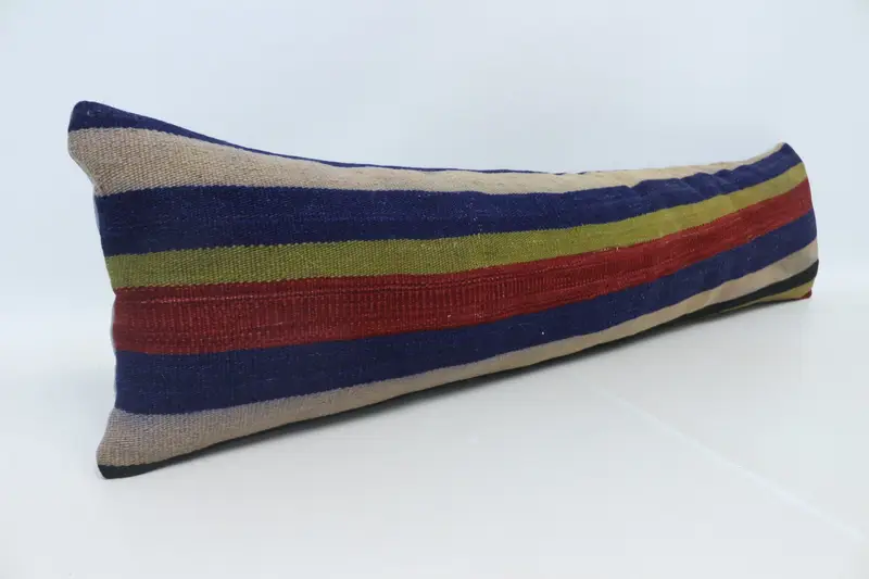 Vintage Kilim Pillow, Aztec Cushion Case, Home Decor Pillow, Pillow, 12x48 Blue Pillow Cover, Throw Kilim Pillow, Farmhouse Pillow Sham - 3