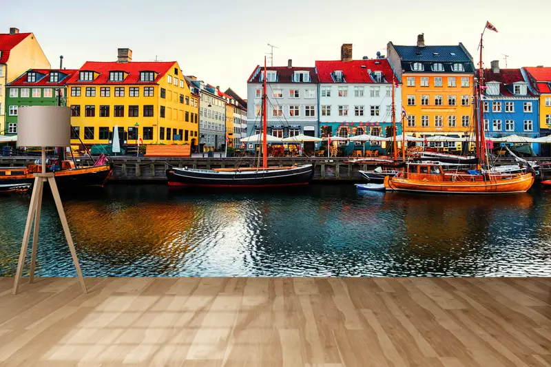 Baskılı Kopenhag Şehir Manzarası Duvar Kağıdı: Zarif Kentsel Dekor