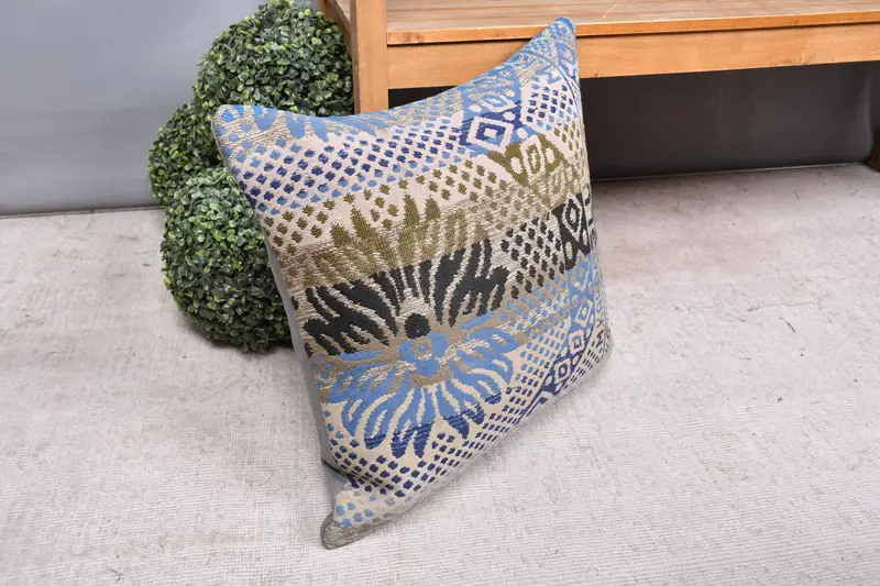 Kilim Pillow Cover, Pillow Case, Interior Designer Pillow, Colorful Pillow, 20x20 White Pillow Cover, Vintage Pillow, Car Pillow Cover - 7