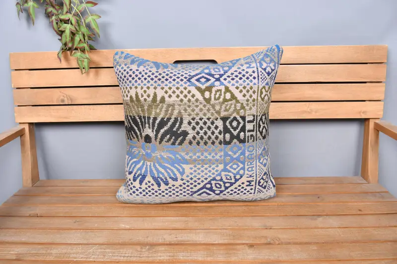 Kilim Pillow Cover, Pillow Case, Interior Designer Pillow, Colorful Pillow, 20x20 White Pillow Cover, Vintage Pillow, Car Pillow Cover - 6