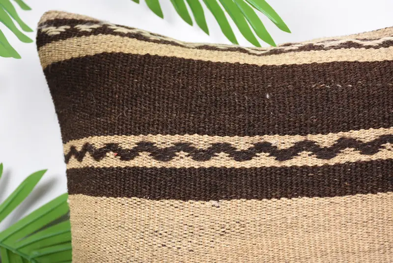 Kilim Rug Pillow Sham, Throw Kilim Pillow, Handwoven Pillow Cover Pillow Sham, Pillow Case, Pillow for Sofa, 16x16 Brown Pillow, Home Decor Pillow - 2