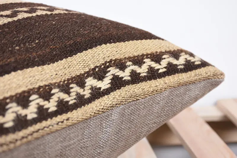 Kilim Rug Pillow Sham, Throw Kilim Pillow, Handwoven Pillow Cover Pillow Sham, Pillow Case, Pillow for Sofa, 16x16 Brown Pillow, Home Decor Pillow - 7