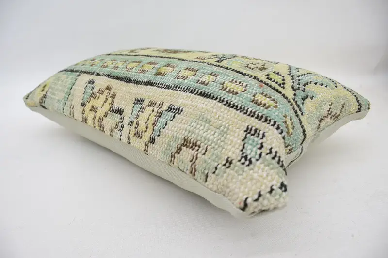 12x20 Blue Cushion Cover, Pillow Case, Kilim Pillow Cover, Handmade Kilim Cushion, Pillow for Couch, Traditional Cushion Case - 6