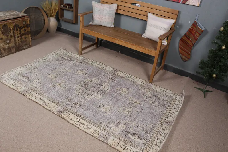 グレー オンブレ ラグ、3.8x6.7 フィート エレガントでモダンな装飾