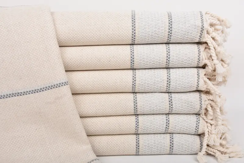 Beach Towel Striped Towel Dark Gray-Light Gray Linen 36x71 Inches