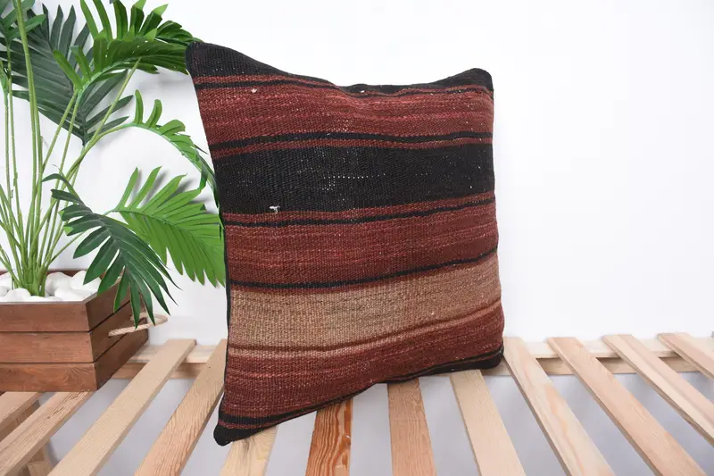 18x18 Red Pillow Case, Ethnic Throw Cushion, Gift Pillow, Pillow Case, Natural Pillow, Boho Pillow Sham Cover, Interior Designer Pillow - 4
