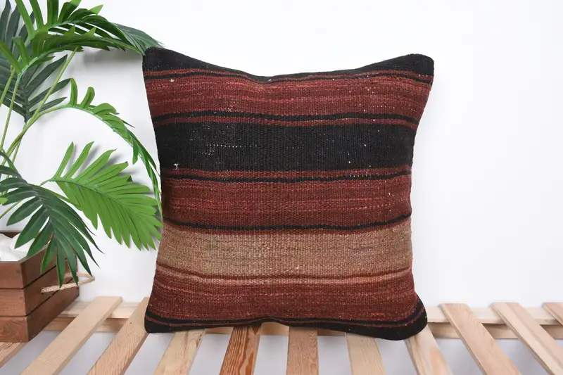 18x18 Red Pillow Case, Ethnic Throw Cushion, Gift Pillow, Pillow Case, Natural Pillow, Boho Pillow Sham Cover, Interior Designer Pillow - 1