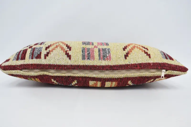 Pillow Case, Accent Pillow, 12x24 Red Pillow, Yoga Pillow, Turkish Kilim Pillow, Ikat Pillow Sham, Pillow for Sofa, Throw Kilim Pillow - 6