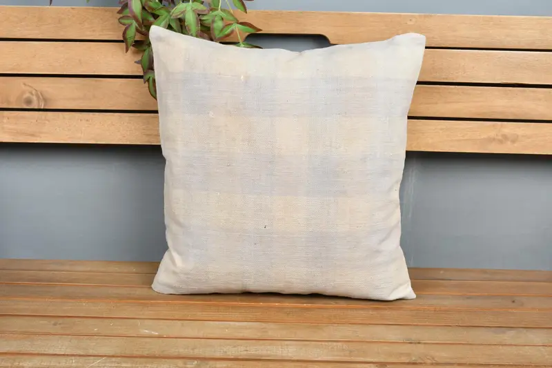 Luxury Cushion, Vintage Kilim Throw Pillow, Handmade Kilim Cushion, 18x18 Beige Cushion Case, Pillow Case, Turkish Kilim Pillow - 6