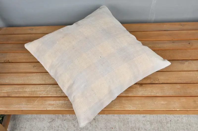 Luxury Cushion, Vintage Kilim Throw Pillow, Handmade Kilim Cushion, 18x18 Beige Cushion Case, Pillow Case, Turkish Kilim Pillow - 2