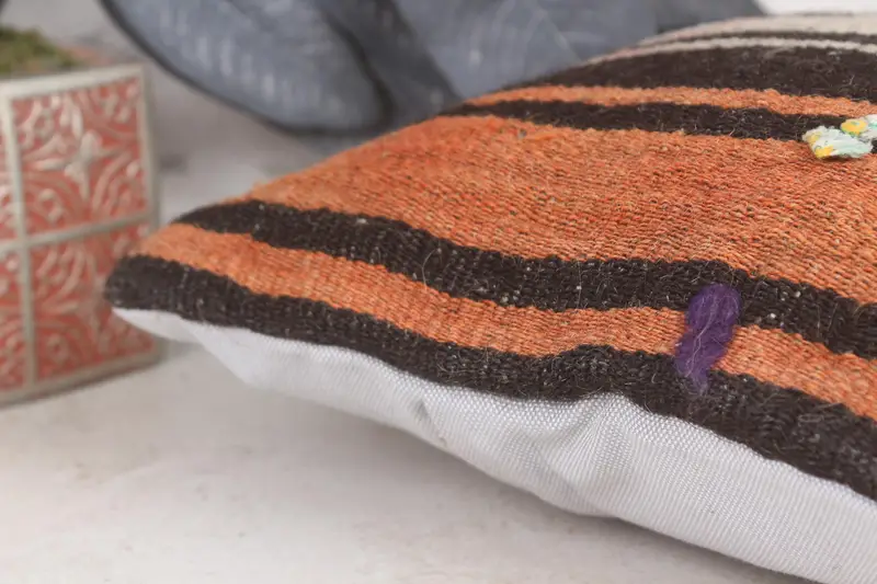 Farmhouse Pillow, 12x12 Orange Cushion Case, Nomadic Cushion Cover, Kilim Cushion Sham, Antique Pillows, Pillow Sham, Vintage Pillow - 7