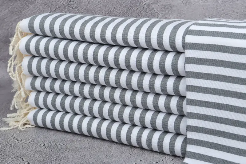 Personalized Turkish Towel Dark Gray, 18x40 Inches, Beige Secondary