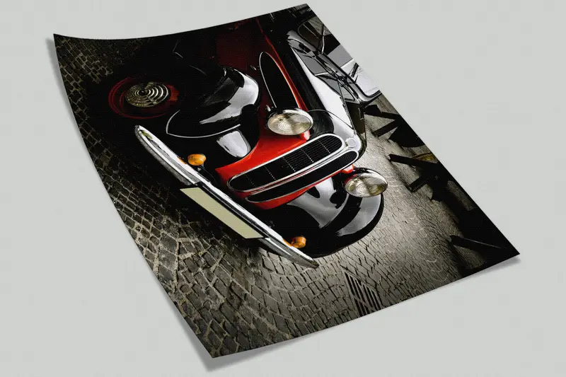 Retro Car Wall Art, Vintage Car Wall Art, Car Mural, Garage Wall Print, Car Lover Gift Wall Mural, Classic Black Car Wall Print, - 5