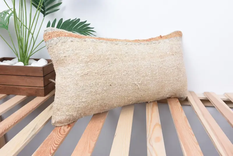 Pillow Case, Outdoor Cushion Cover, Kilim Pillow Cover, Shabby Chic Pillow, Vintage Pillow, 12x24 Beige Pillow, Throw Kilim Pillow - 4