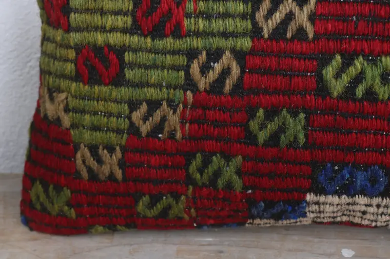 Sofa Cushion Case, Vintage Kilim Pillow, Boho Chic Cushion Cover, Vintage Pillow, Ethnical Kilim Rug Pillow, 12x20 Red Pillow Case, Cushion - 3
