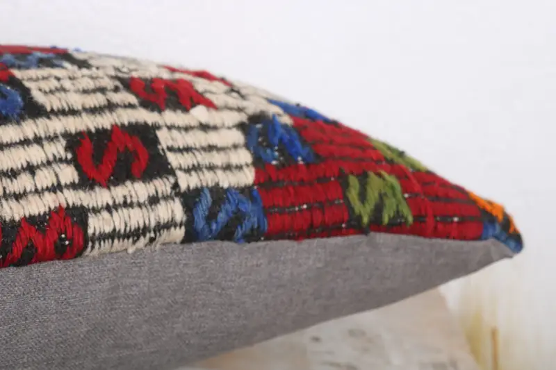 Sofa Cushion Case, Vintage Kilim Pillow, Boho Chic Cushion Cover, Vintage Pillow, Ethnical Kilim Rug Pillow, 12x20 Red Pillow Case, Cushion - 6